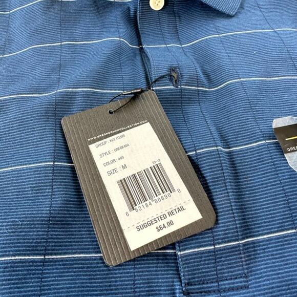 Greg Norman Blue Striped Long Sleeve Polo NWT - Picture 3 of 6